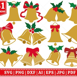 Christmas Bells SVG Bundle | Christmas Decor SVG Bundle | Cricut Cut File | Sublimation Files