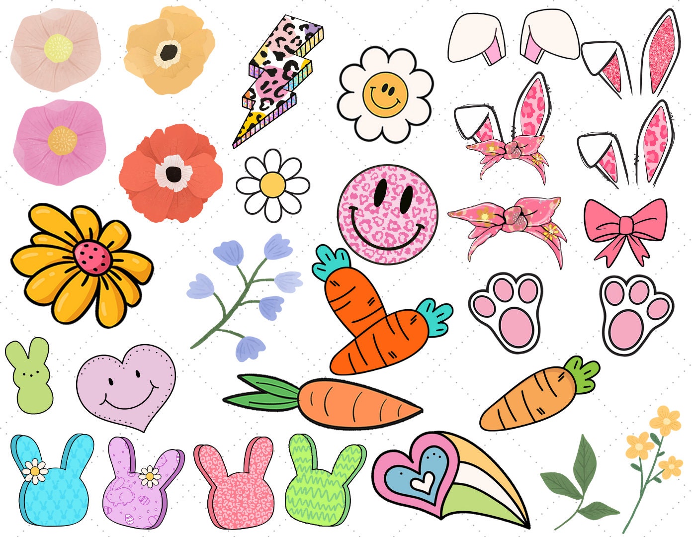 Easter Doodle Alphabet Bundle, Letters With Clipart PNG Letters ...