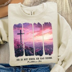 Lui è risorto PNG Wildflower Png Primavera Pasqua Sublimazione Disegni Pennellate PNG Estetica Boho DTF Trasferimenti Pasqua Cristiano Gesù