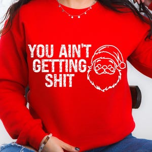 Vintage kerstman You Ain't Gettin Shit, kerstontwerp, sociale club van de kerstman, sarcastische humor voor volwassenen, grappige snarky kerstsublimatie