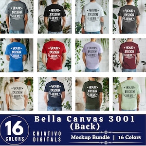 Back View Bella Canvas 3001 Mockup Bundle, 3001 Tshirts Bundle, Bella Canvas Model Mockup Bundle, Lifestyle Mockups, Trendy Shirt Mocks