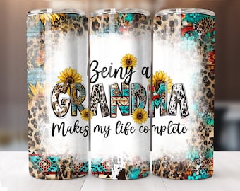 Grandma Tumbler Wrap, Mother's Day Tumbler Wrap 20 oz Skinny Sublimation Tumbler Png, Mom Tumbler Digital Download Tumbler Designs