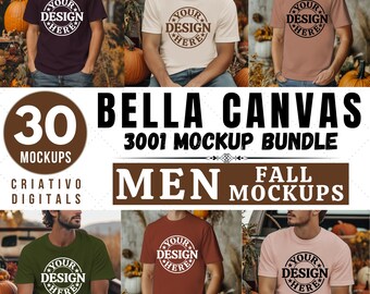 Bella Canvas 3001 Front View Tshirt Fall Mockup Bundle | 3001 Mens Tshirt Mock-up | Fall Mock | Simple | Fall Mockup Halloween Mockup
