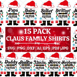 サンタクロース クリスマス ファミリー シャツ SVG バンドル | クリスマス SVG | クリスマス シャツ SVG | グループ シャツ | Cricut カット ファイル | 昇華