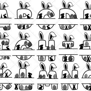 Paquete SVG de Monogramas de Pascua / SVG de Pascua / Feliz Pascua SVG / Monogramas divididos svg / Camisa para niños svg / Archivo de corte Cricut / Sublimación