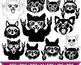 Raccoon SVG Bundle –  Raccoon peace funny raccoon v sign Cricut & Sublimation | Cute Animal Sayings PNG SVG Clipart