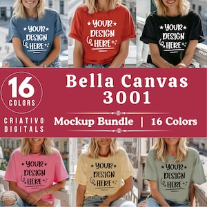 Bella Canvas 3001 モックアップ バンドル、3001 T シャツ バンドル、Bella Canvas モデル モックアップ セクション全体バンドル、ライフスタイル モックアップ、トレンディ シャツ モックアップ