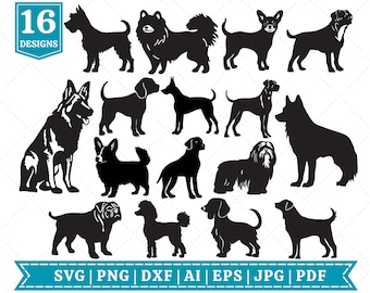 Dog Breeds SVG Bundle | Dogs Silhouette SVG Bundle | Dog Lovers SVG | Dog Moms svg | Dog Breeds | Cute Dogs | Cricut Cut File | Sublimation