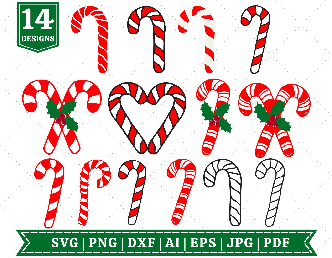 Candy Canes SVG Bundle | Christmas Decor SVG Bundle | Cricut Cut File ...