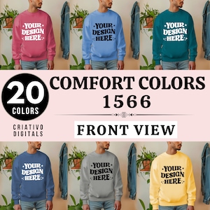 Comfort Colors C1566 Sweatshirt Mockup Bundle | C1566 Rundhalsausschnitt Mock-up Bundle | Echtes Modell Mock | CC Langarmshirt | Neutral Casual Simple Mock