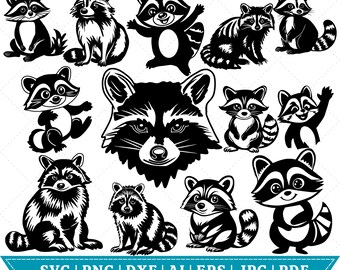 Raccoon SVG Bundle –  Raccoon peace funny raccoon v sign Cricut & Sublimation | Cute Animal Sayings PNG SVG Clipart