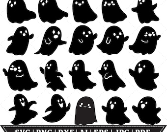 GHOST SVG, Halloween svg, Ghosts svg, Ghost svg bundle, Ghost Clipart, Cute ghost cut files, Halloween ghost Design Clipart Digital Download