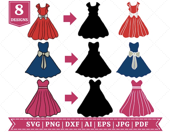 Layered Dresses Silhouette SVG Bundle | Women's Dress SVG | Bridal Dress SVG | Dress SVG | Ladies SVG | Cricut Cut Files