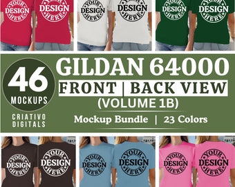 Gildan 64000 Women FRONT and BACK Mockup Bundle, Gildan 64000 Shirt Bundle, Gildan Model Mockups, Gildan 64000 BACK Mockup, Lifestyle Mockup