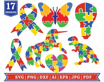 Autism Awareness SVG Bundle | Autism Clipart SVG | Autism t-shirt design | Autism Puzzle Pieces svg | Gift for Autism| Autism Mom | Cricut