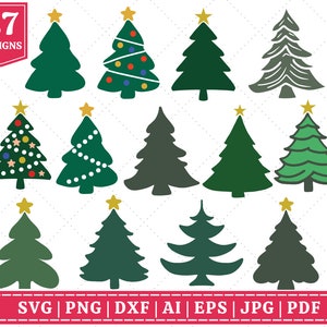 Ensemble SVG d'arbre de Noël | Lot de décorations de Noël SVG | Fichier de coupe Cricut | Fichiers de sublimation