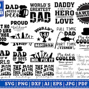 Fathers Day Svg Bundle, Dad svg, Father svg, Papa svg, Best dad ever svg, Grandpa svg, Family svg bundle, Svg Cut Files For Cricut