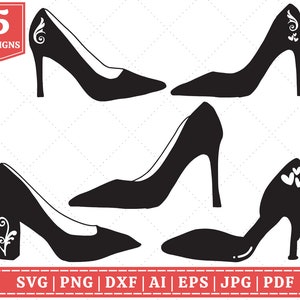 Paquete SVG de tacones de aguja / Tacones altos SVG / Zapatos de mujer SVG / Zapatos elegantes SVG / Zapatos de boda SVG / Damas / Archivos de corte Cricut / Archivos de sublimación