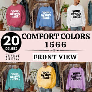 Comfort Colors C1566 Sweatshirt Mockup Bundle | C1566 Rundhalsausschnitt Mock-up Bundle | Echtes Modell Mock | CC Langarmshirt | Neutral Casual Simple Mock