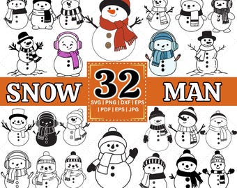Snowman SVG Bundle, Cute Snowman PNG, Holiday Sublimation Designs, Christmas Winter Clipart, Cricut Silhouette Cut Files