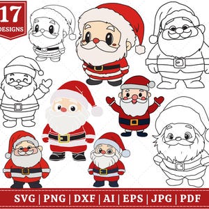 Lot mignon père Noël SVG, père Noël SVG, bricolage Noël, svg de Noël, père Noël vintage, père Noël, visage de père Noël Svg, père Noël, svg de vacances