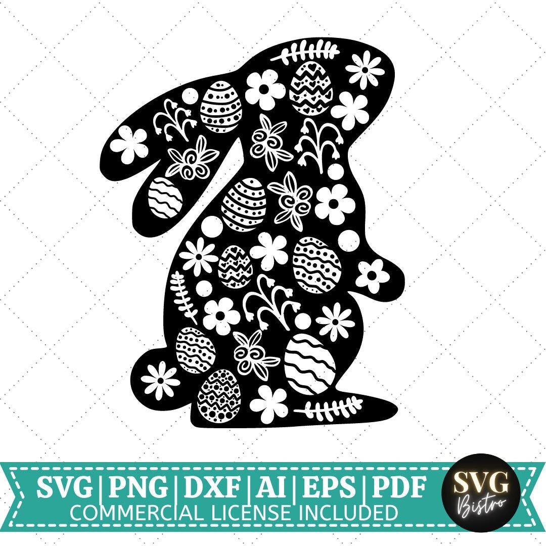 Floral Easter Bunny SVG | Happy Easter SVG | Easter Shirt Svg | Easter ...