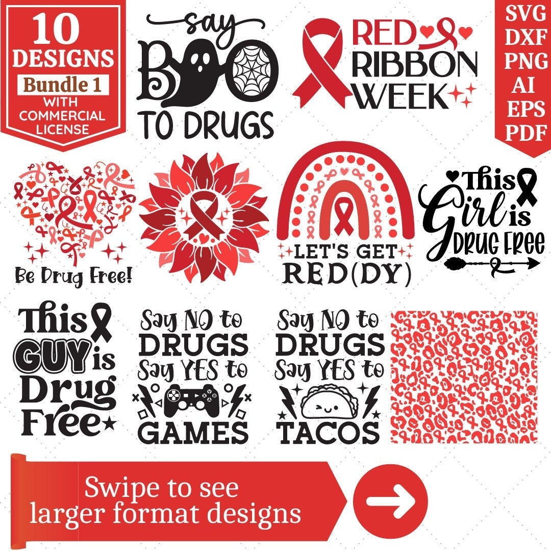 Red Ribbon Week SVG Bundle No to Drugs SVG Drug Free SVG Etsy