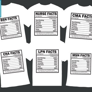 Infirmière, valeur nutritive SVG Bundle | Faits sur l'infirmière SVG | Chemise d'infirmière svg | Faits sur l'AIIC svg | Informations sur le RMR svg | Fichier de coupe Cricut | Sublimation
