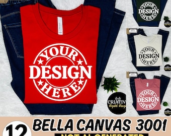 Bella Canvas 3001 Mockup Bundle, 3001 Tshirts Bundle, Bella Canvas Model Mockup Bundle, Lifestyle Mockups, Trendy Shirt Mocks