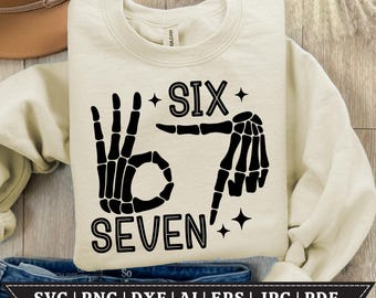 Viral Six Seven Meme SVG PNG | Funny 6 7 Internet Humor Graphic, Trendy Generation Alpha Sublimation Design for Shirts (digital download)