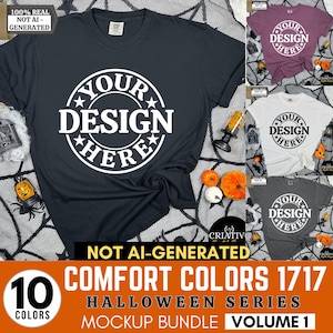 Comfort Colors 1717 Tshirt Halloween Mockup Bundle | CC 1717 T-Shirt Mock-up Bundle | Echtes Modell | Spaß Trendy gruseliges Herbst-Halloween-Shirt