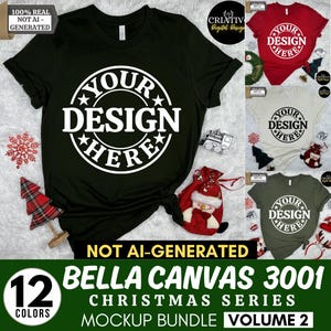 Bella Canvas 3001 Tshirt Christmas Mockup Bundle Christmas Mockup Shirt Bella Canvas Shirt Soft Cream Shirt Mockup Mockup Christmas MockUp