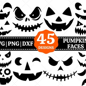 Lot de visages de citrouilles SVG | Lot SVG Halloween | SVG Halloween | Svg fantôme | Svg automne | Svg automne | Svg citrouille | Fichiers de découpe pour Cricut