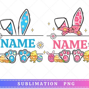 Ostern Split Name Rahmen PNG, Ostern Monogramm PNG, Osterhase Namen Rahmen PNG, Retro Ostern PNG, Osterhase PNG, Sublimation Download