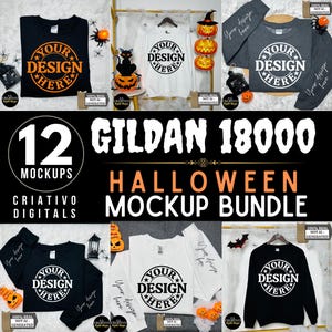 Gildan 18000 Halloween Mockup Bundle, G18000 Crewneck Thanksgiving Collection, Trendy Fall Shop Bundle, Popular Unisex Sweatshirt Mock-ups