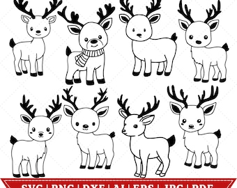 Christmas Reindeer SVG Bundle, Girl Reindeer SVG, Boy Reindeer SVG, Cute Reindeer Face svg, Cricut Cut Files, Instant Download