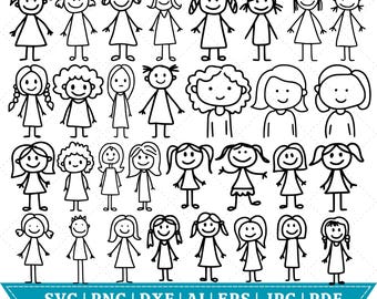Stick Figures Svg bundel, Stick People Svg, Stick Figures Svg, Stick Kids Svg, Stick Girls Svg, Stick Boys Svg, bestanden knippen voor Cricut, silhouet