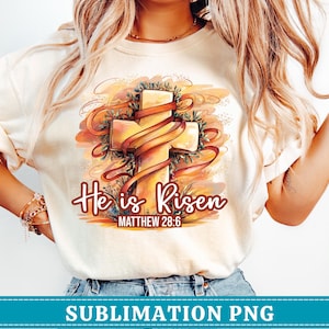 Lui è risorto PNG Pasqua PNG Primavera Pasqua Disegni a sublimazione Pennellate png Estetica Boho DTF Trasferimenti Pasqua Cristiano Gesù