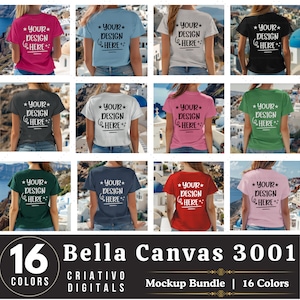 背面図 Bella Canvas 3001 モックアップ バンドル、3001 T シャツ バンドル、Bella Canvas モデル モックアップ バンドル、ライフスタイル モックアップ、トレンディなシャツ モックアップ