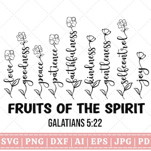 Vruchten van de geest SVG | Galaten 5:22 | Jezus | Geloof | Bid | Religieus | Christelijk citaat | Bijbelvers | Schrift | Cricut gesneden bestand