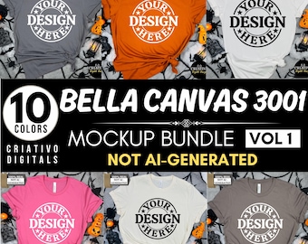 Bella Canvas 3001 Tshirt Halloween Mockup Bundle | BC 3001 T-Shirt Mock-up Bundle | Real Model | Fun Trendy Spooky Fall Halloween Shirt Mock