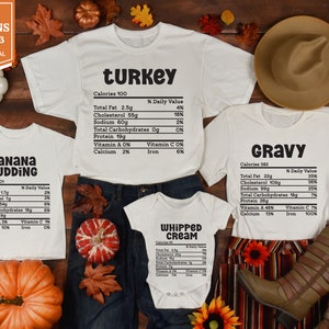 Lot de chemise familiale nutritionnelle pour Thanksgiving | Action de grâces SVG | de Thanksgiving SVG | Nutrition svg | Fichier de coupe Cricut | Sublimation