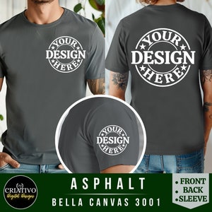 Bella Canvas 3001 Maroon Front, Back and Sleeve View Tshirt Mockup | 3001 Mens Tshirt Mock-up | Male Model Mock | Simple Aesthetic Split