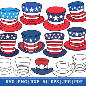 4. Juli Hüte SVG Bundle, Unabhängigkeitstag, Schnittdateien