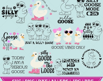 Funny Goose SVG PNG Bundle, Snarky Goose Retro Humor svg, Sassy Animal Silly Goose png, Funny Animal Meme Aesthetic svg, Trendy Sublimation