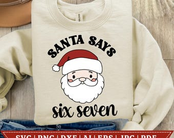 Funny 6 7 Christmas Meme Svg, Funny Six Seven Meme Quote, Six Seven Christmas Tree Svg,Funny Santa Svg,Christmas Svg,Digital Download