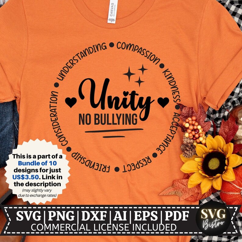 Unity - No Bullying SVG | Anti Bullying SVG | Unity Day Shirt SVG ...