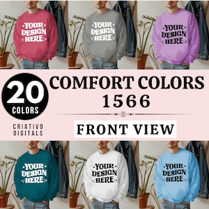 Comfort Colors C1566 Sweatshirt Mockup Bundle | C1566 Rundhalsausschnitt Mock-up Bundle | Echtes Modell Mock | CC Langarmshirt | Neutral Casual Simple Mock