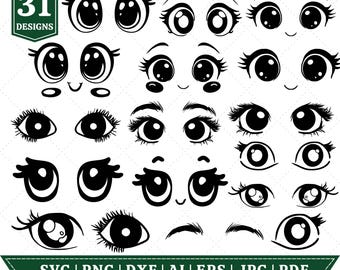 Cartoon Eyes SVG, Comic Book Eyes SVG Bundle, Googly Eyes, Out Line, Cut File, PNG, Digital Stamp, Stencil, Cricut, Silhouette,