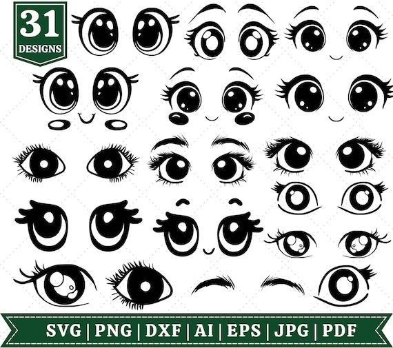 Cartoon Eyes SVG, Comic Book Eyes SVG Bundle, Googly Eyes, Out Line, Cut File, PNG, Digital Stamp, Stencil, Cricut, Silhouette,